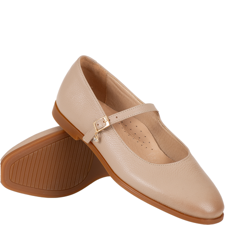 Baleriny Syrena SE P-297 cappuccino, skóra naturalna, pasek