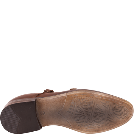 Brązowe półbuty marki Syrena SI 311-606 skórzane z klamrami