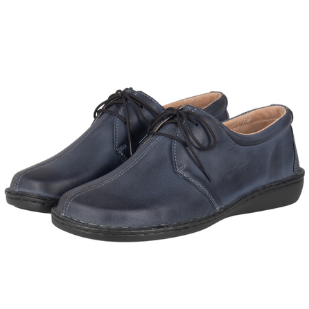 Klasyczne półbuty damskie skórzane Syrena SOT 070 granatowe