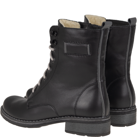 Botki skórzane Syrena SST 1183 – czarne, ocieplane