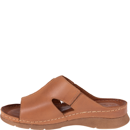 Klapki damskie Syrena SST 925 rude skóra naturalna