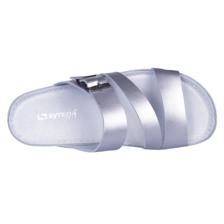 Srebrne klapki damskie skóra naturalna SYRENA SH 22293