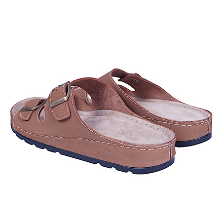 Wygodne klapki męskie skóra naturalna SYRENA SH 813 brąz