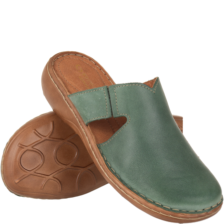 Klapki damskie skórzane Syrena SST 664 w kolorze zielonym