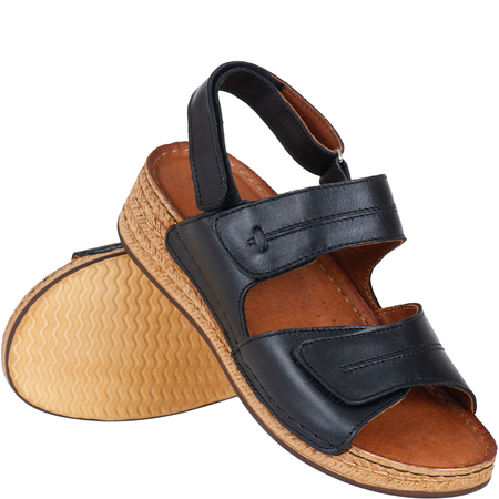 Sandały skórzane damskie marki Syrena SST 993 czarne