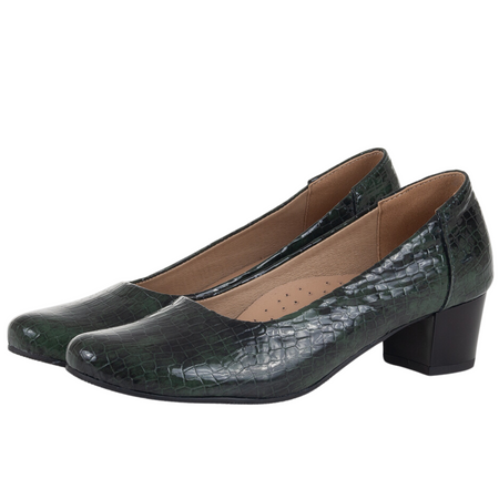 Czółenka damskie Syrena SE 7129 zielone - skóra naturalna