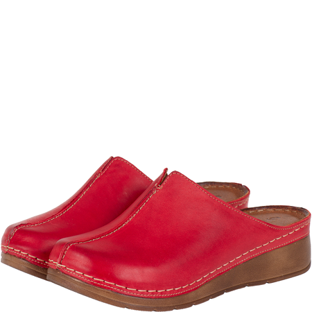 Klapki damskie skóra naturalna Syrena SST 922 czerwone