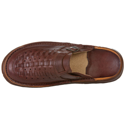 Klapki męskie skórzane Syrena SST SST 056/360 ciemny brąz