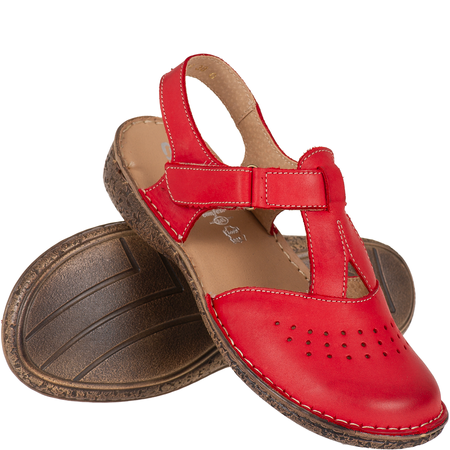 Sandały skórzane Syrena SH 128 czerwone | Wygoda i styl