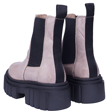 Botki damskie na grubej podeszwie skóra naturalna Syrena SBB 1291 cappuccino