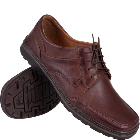 Skórzane półbuty męskie marki Syrena SST 210 ciemny brąz