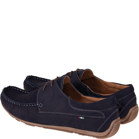 Mokasyny męskie Syrena SI 361A-483 granat, skóra zamszowa