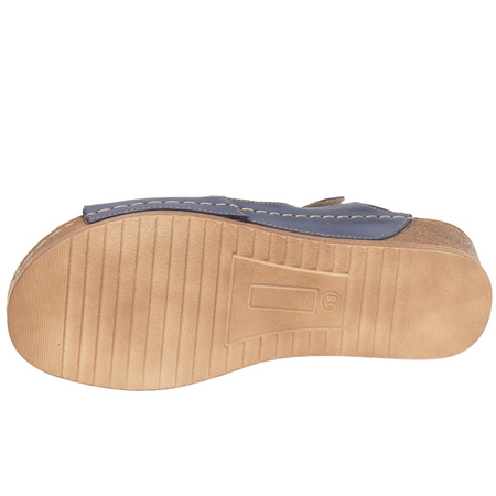 Sandały damskie na koturnie marki Syrena SST 969 niebieskie