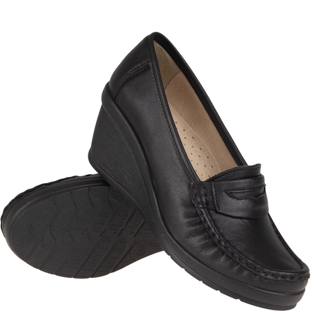 Półbuty na koturnie skórzane Syrena SST 1593/50 czarne