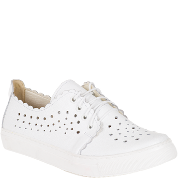 Półbuty ażurowe damskie Syrena SE 0502 białe, skóra naturalna