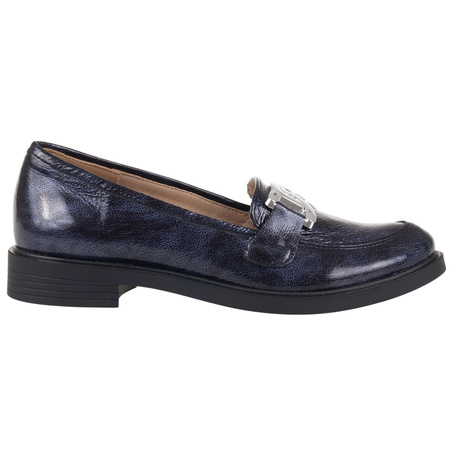 Półbuty damskie mokasyny skórzane Syrena SE 0055 granatowe