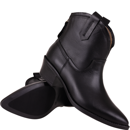 Kowbojki damskie skórzane marki Syrena STA 4281 czarne