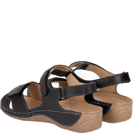 Skórzane sandały damskie na rzepy Syrena SH 106 czarne