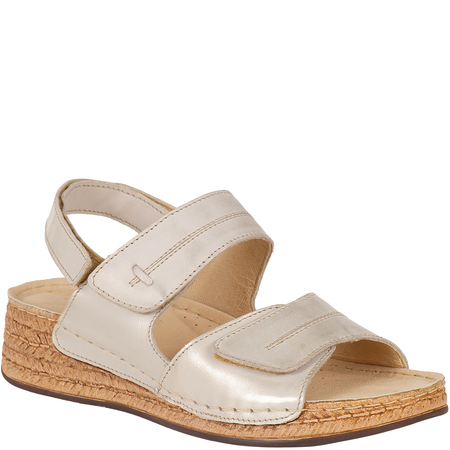 Sandały skórzane damskie marki Syrena SST 993 beżowo-złote