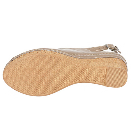 Skórzane sandały na koturnie SYRENA SWB 535 ciemny beż