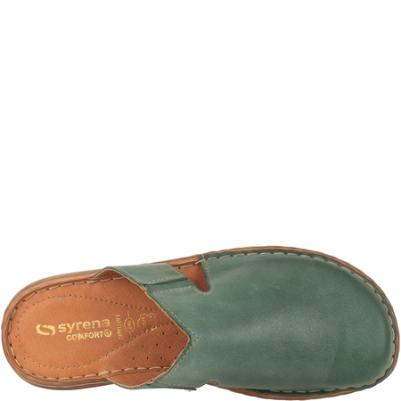 Klapki damskie skórzane Syrena SST 664 w kolorze zielonym
