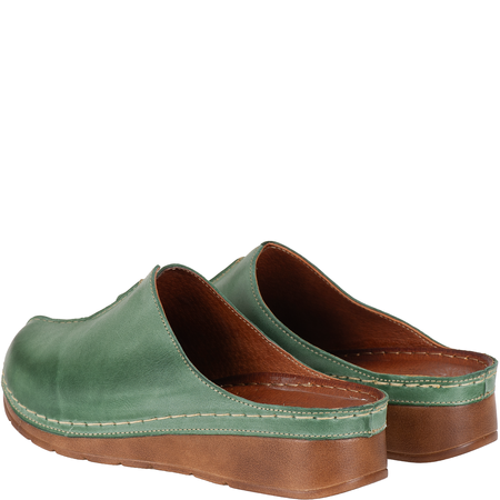 Klapki damskie skóra naturalna Syrena SST 922 zielone