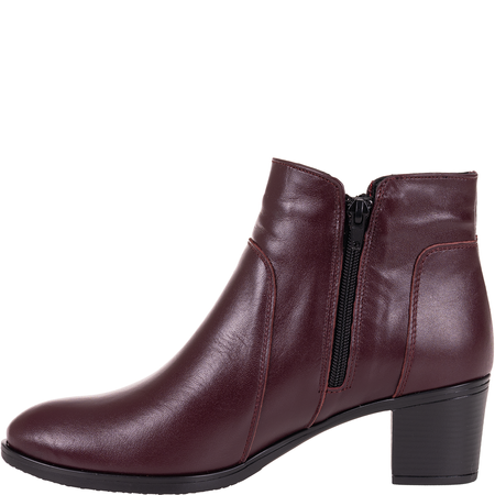 Komfortowe botki damskie Syrena SE 404 bordowe skóra
