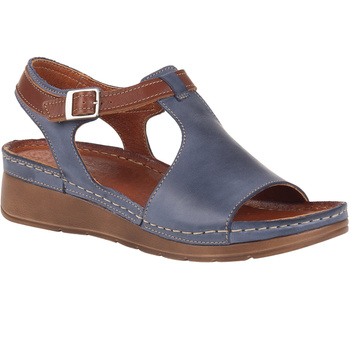 Skórzane Sandały Marki Syrena SST 924 niebiesko-brązowe