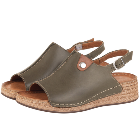 Skórzane sandały damskie marki Syrena SST 987 oliwka