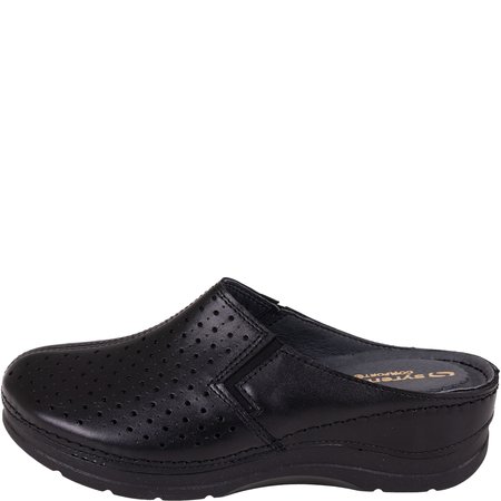 Skórzane klapki Syrena SWB 562 czarne, koturn 4,5 cm