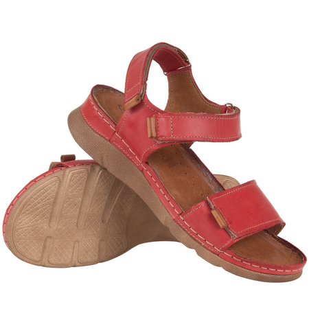 Sandały skórzane damskie marki Syrena SST 990 czerwone