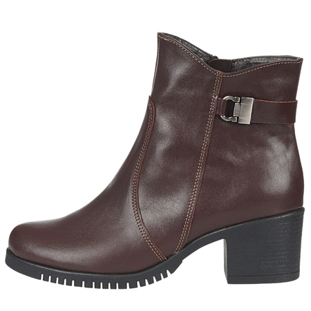 Brązowe botki damskie na obcasie - Syrena SE 632