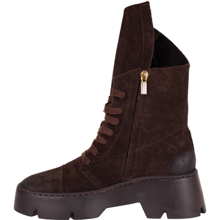 Skórzane trzewiki damskie SLA 976/224 czekolada welur