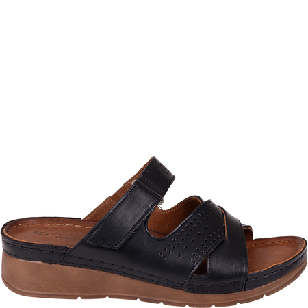 Czarne klapki damskie skórzane marki Syrena SST 923