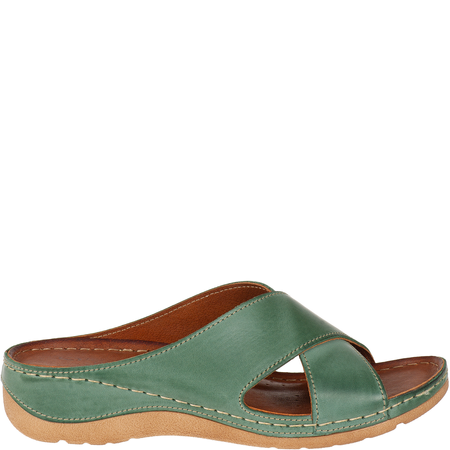 Klapki damskie skórzane Syrena SST 869 zielone