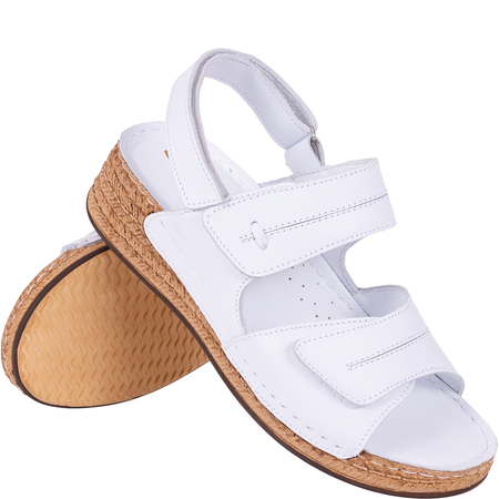 Sandały skórzane damskie marki Syrena SST 993 białe