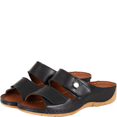 Klapki damskie Syrena SST 996 czarne - skórzane, eleganckie