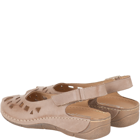 Skórzane sandały damskie ażurowe Syrena SH 4027 beżowe