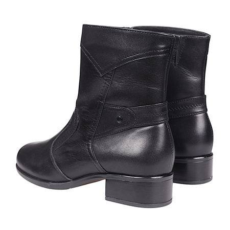 Komfortowe botki skórzane damskie na obcasie Syrena K-272 czarne