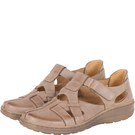 Syrena SH 423 - komfortowe beżowe półbuty wiosenne, skórzane