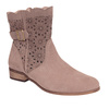 Botki damskie zamszowe z ozdobną cholewką Syrena SOP 222 cappucino
