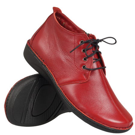 Trzewiki damskie skórzane marki Syrena K-230 czerwone