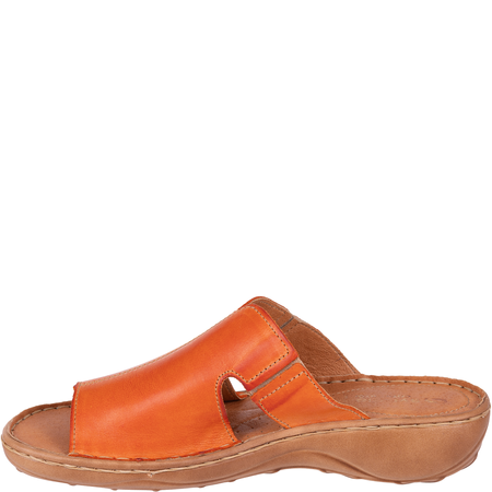 Skórzane klapki damskie marki Syrena SST 663 pomarańczowe