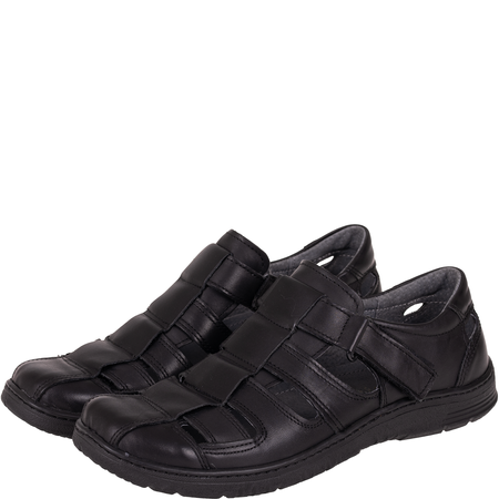 Sandały męskie Syrena SI 145A-459 czarne, skóra naturalna