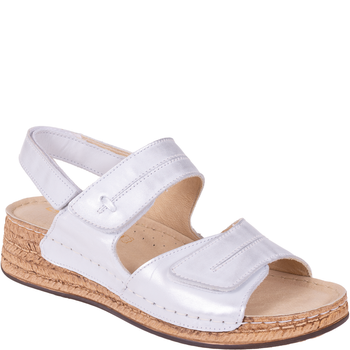 Sandały skórzane damskie marki Syrena SST 993 biało-srebrne