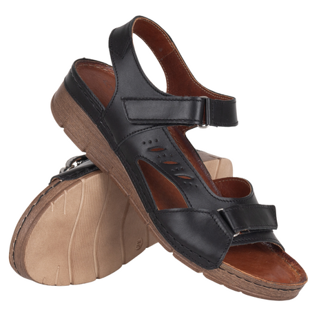 Sandały skórzane damskie Syrena SST 907 czarne