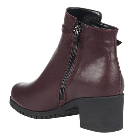 Bordowe botki damskie na obcasie marki Syrena SE 0046