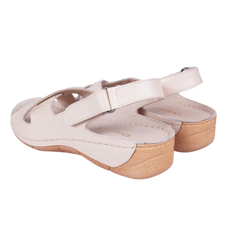 Sandały damskie skórzane SYRENA SWB 22531 beżowe