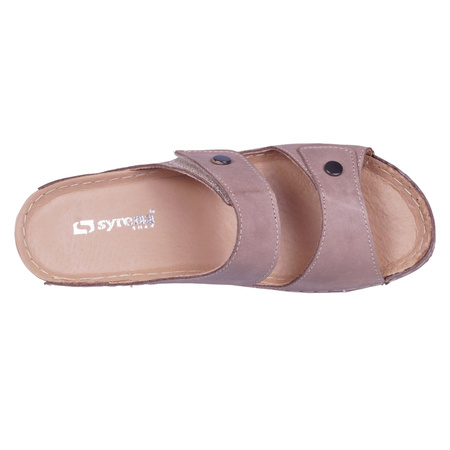 Klapki damskie skóra naturalna SYRENA S 22232 beż