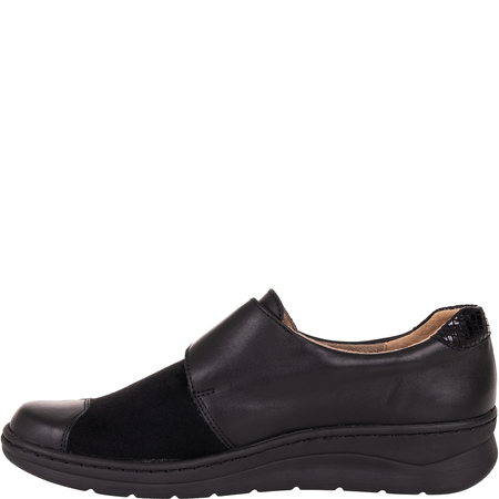 Czarne półbuty damskie skórzane Helios 462 komfort